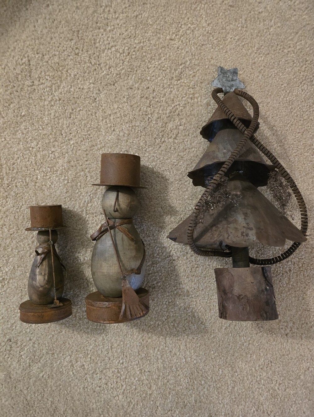 Vintage 1990s Rustic Snowman Christmas Decor